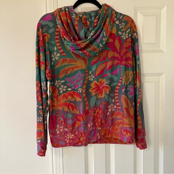 Anthropologie Farm Rio Magda Colorful Floral & Animal Hoodie Sweatshirt (XS) - Picture 8 of 13